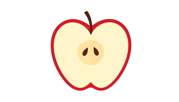 Cartoon illustration of a sliced apple, showing the fruit's interior - Powered by Adobe