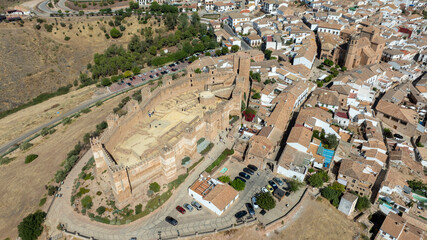 castillo de Burgalimar en el municipio de Baños de la Encina a vista de dron, España
