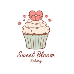 Cute Cupcake Vector Illustration, Sweet Bakery Dessert Icon Design