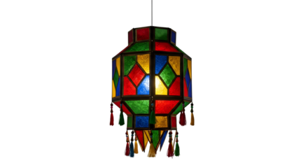 Colorful moroccan style lantern isolated on transparent background