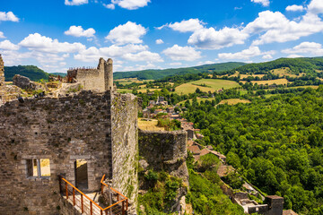 Panoramic View of the Village of Penne and the Ruins of its Fortified Castle