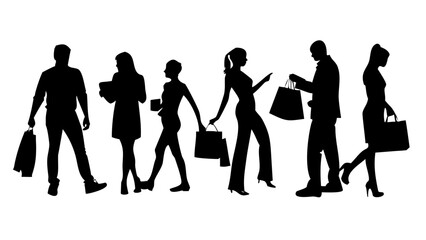 Obraz premium silhouettes of peoples group on the market 