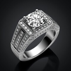 Stunning Diamond Solitaire Ring with Pave Setting