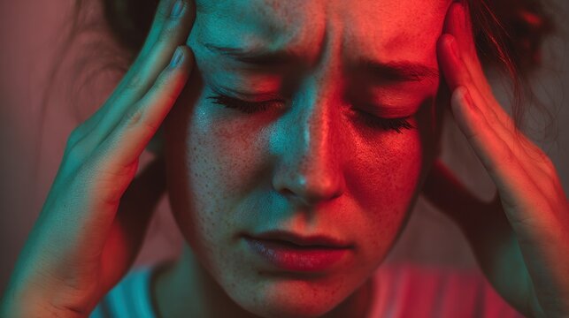 A picture of a young woman in pain