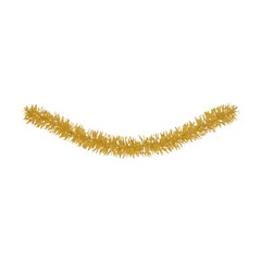 Obraz premium PNG Golden tinsel garland decoration element.