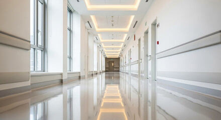Obraz premium White Sterile Hospital Hallway