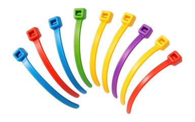 Colorful plastic cable ties for labeling and organizing toy cables in playrooms.