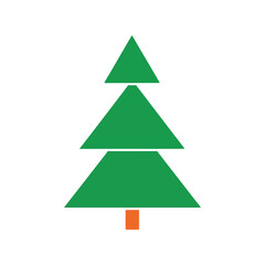 Stylized green christmas tree simple geometric shape icon festive holiday design vector