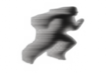 Running figure motion blur effect, a man sprinting with speed and dynamic movement, isolated on transparent background