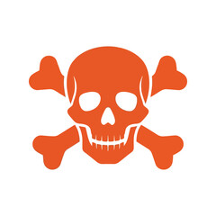 Orange skull and crossbones danger symbol vector graphic icon warning hazard symbol pirate sign vector