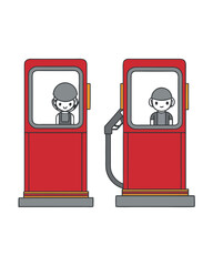 A vintage red gas pump with a nozzle and hose at an old fuel station is a retro symbol of petroleum energy and transportation © MDSHAHIN