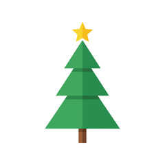 Obraz premium Stylized green christmas tree with yellow star topper minimalist holiday icon festive season celebration vector