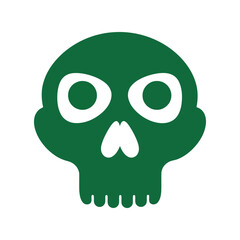 Green skull icon simple halloween danger symbol isolated graphic element vector vector