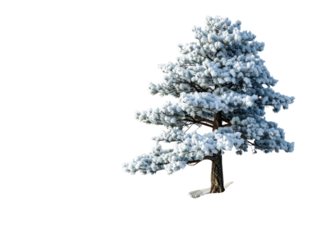 3D Render of Snow-Covered Pine Tree on Mountain Slope, Transparent Background PNG - Powered by Adobe
