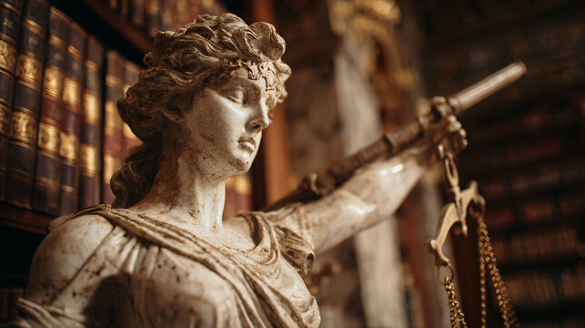 Exploring the Symbolism of the Lady Justice Statue Found in a Grand Hall of Legal Archives and Scholarly Tomes