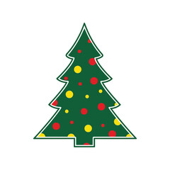 Festive christmas tree decoration with colorful baubles holiday graphic vector