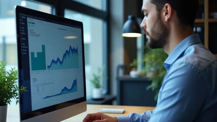 Clean and elegant image of a procurement professional reviewing essential supplier data on a computer, with significant copy space to add promotional content.