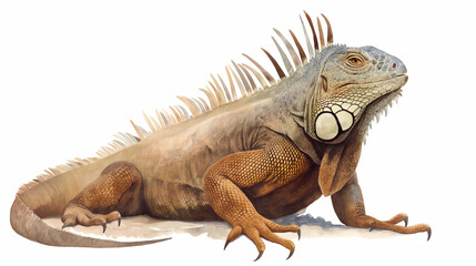 Fototapeta premium Ilustração em aquarela de iguana em fundo branco