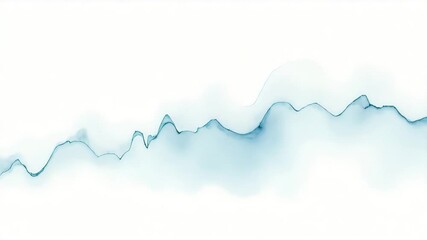 A calming minimalistic interpretation of financial data trends, represented with light watercolor strokes, featuring negative space and structured design for text placement.