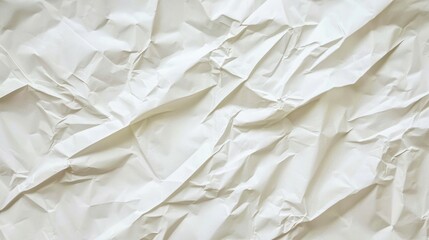 Obraz premium A close-up of crumpled white paper creates an abstract and textured background. The paper's wrinkles vary in depth and create interesting shadows.