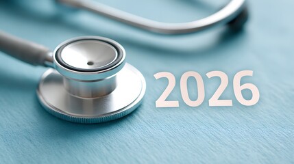 Stethoscope, 2026 concept, healthcare, medical, business, forecast, finance, planning, annual, future.