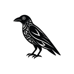 crow silhouette tribal style vector illustration
