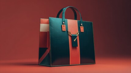 elegant teal orange fashion tote bag