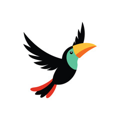 Obraz premium flying colorful toucan bird vector illustration
