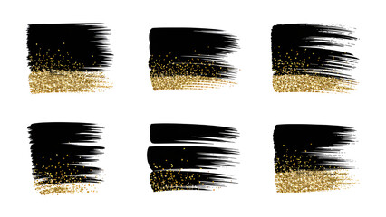 set of black and white paint strokes