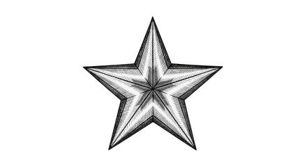 Obraz premium Vector illustration of a five pointed star with detailed shading and hatching technique drawing style