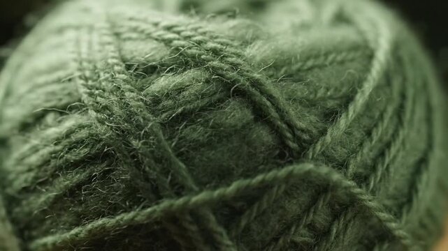 A detailed close-up shot of a vibrant green fuzzy yarn ball highlighting its intricate texture