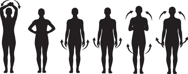 Yoga Joint Mobility and Warm-Up Exercises Silhouettes