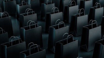 Fototapeta premium rows of textured dark shopping bags