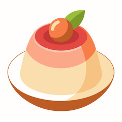 Vector of panna cotta on white background