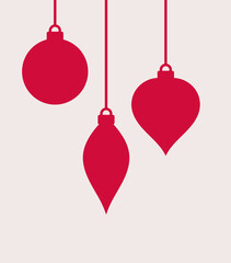 Christmas hanging ornaments balls. Vector illustration.