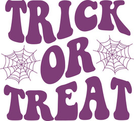 Trick or Treat Halloween typography clip art design on plain white transparent isolated background for card, shirt, hoodie, sweatshirt, apparel, card, tag, mug, icon, poster or badge
