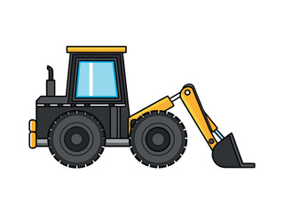 Yellow heavy construction equipment like a bulldozer or excavator vehicle isolated on white is a typical image in the industry and transport category