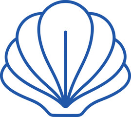  blue vector line drawing of a sea shell illustration
