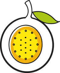 Passion Fruit Outline Color Vector