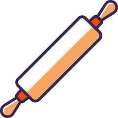 Stylish Rolling Pin Outline Color Vector