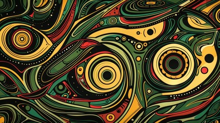 Fototapeta premium The image showcases an abstract, psychedelic design with intricate patterns and bold shapes