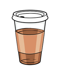 Vector illustration of a paper coffee cup with a lid, isolated on a white background for a hot beverage drink