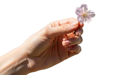 Female hand holding a delicate flower