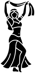 dance illustration dancer silhouette belly logo young icon woman outline beautiful female costume arabic arabian traditional training girl performance shape motion vector graphic background