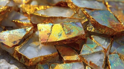 Close-up of gold-coated crystals