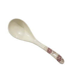 Ceramic Soup Spoon with Floral Design | Kitchen Utensil PNG | Transparent Background