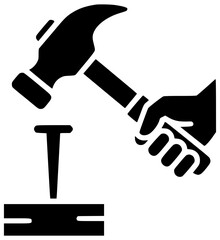 hammer illustration construction silhouette industry logo equipment icon tools outline engineer tool industrial template worker holiday labour international banner shape to vector graphic background