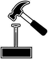 hammer illustration construction silhouette industry logo equipment icon tools outline engineer tool industrial template worker holiday labour international banner shape to vector graphic background