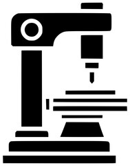 machine illustration industry silhouette factory logo technology icon engineering outline equipment manufacturing milling tool work cnc workshop machinery steel shape stainless vector graphic backgrou