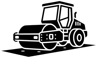 machine illustration equipment silhouette road logo construction icon roller outline asphalt machinery industry industrial vehicle paving transportation work compactor shape teamwork vector graphic ba